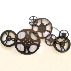 Metal Movie Reels Wall Art Theater Home Decor Family Room Antique
