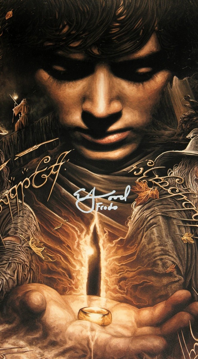 LORD OF THE RINGS FELLOWSHIP CAST SIGNED 24x36 KONTOU ART