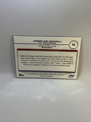 2024 Topps Chrome F1 Andrea Kimi Antonelli rifrattore seppia SP Rookie RC Mercedes - Foto 2 di 2