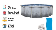 Above Ground Bermuda 48" Wall Swimming Pool w/ Liner & Skimmer - (Choose Size)