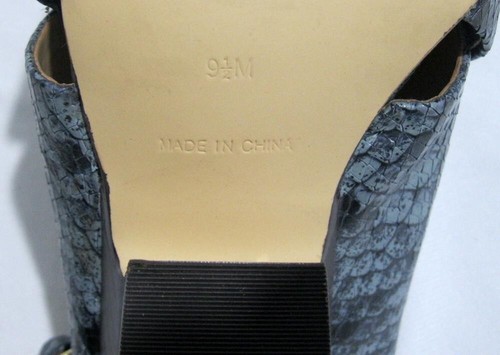 TALBOTS Women's Slingback Wedge Leather Sandals Size 9.5M Blue Snake - EXCELLENT - Picture 11 of 12