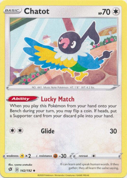 Chatot - 142/192 Pokemon » SWSH Rebel Clash Uncommon