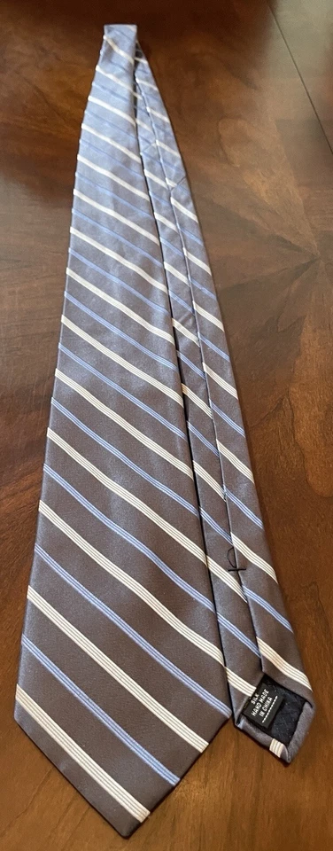 Club Room 灰色蓝色手工制作 100% 进口丝绸男式领带中国制造 — 第 3/4 张图片