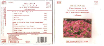 Beethoven - Piano Sonatas, Vol. 9 by Jeno Jando CD  #0722FX