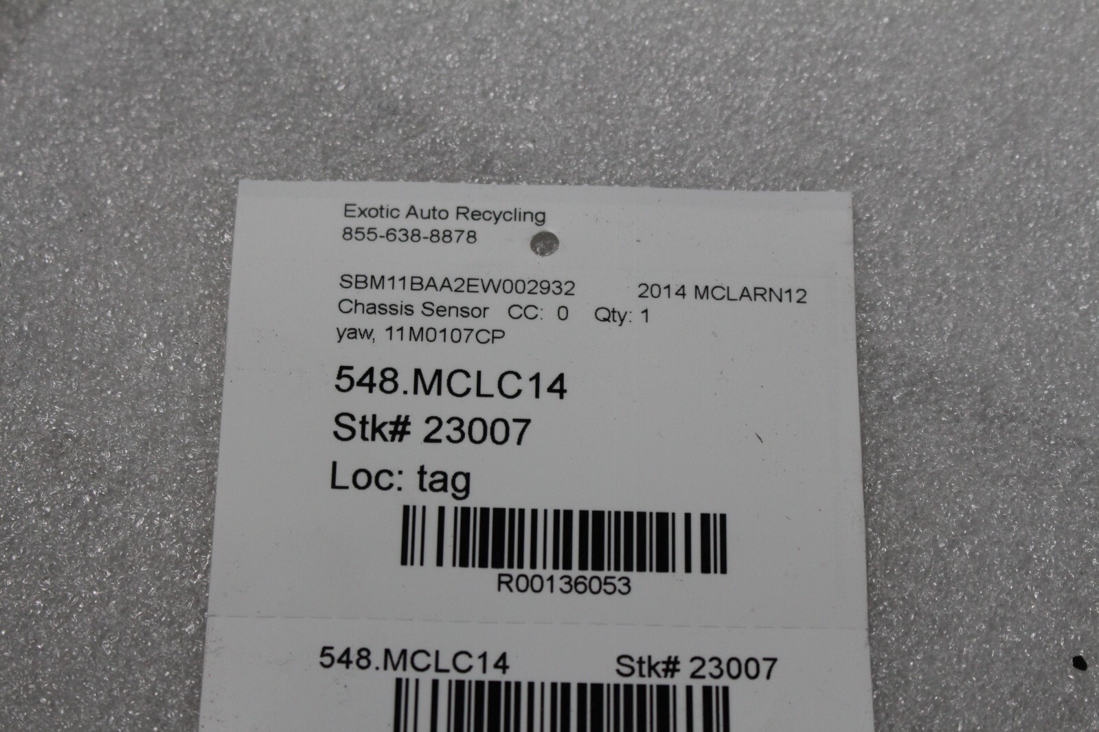 McLaren MP4-12C, YAW Sensor, Used, P/N 11M0107CP
