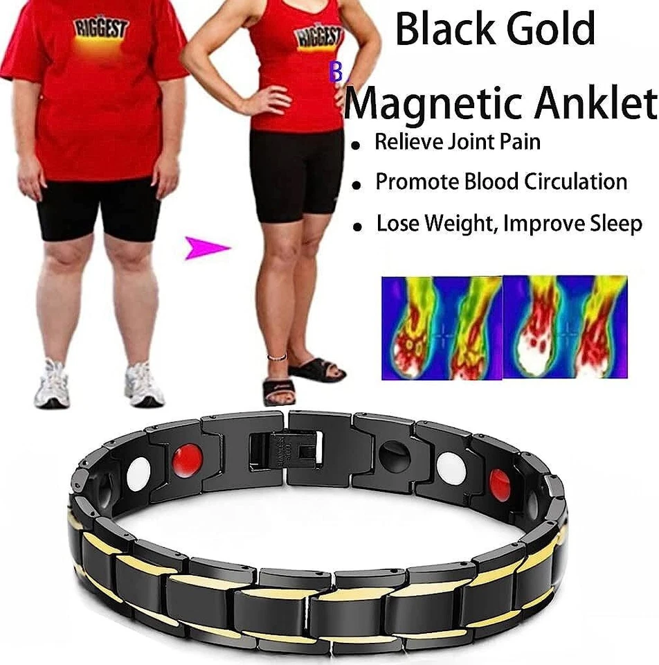 Pulsera de terapia magnética de cobre para aliviar el dolor unisex de acero titanio 2 piezas Foto 4 de 4