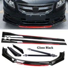 Front Bumper Lip Spoiler Splitter Side Skirt Body For Honda Accord Glossy Black