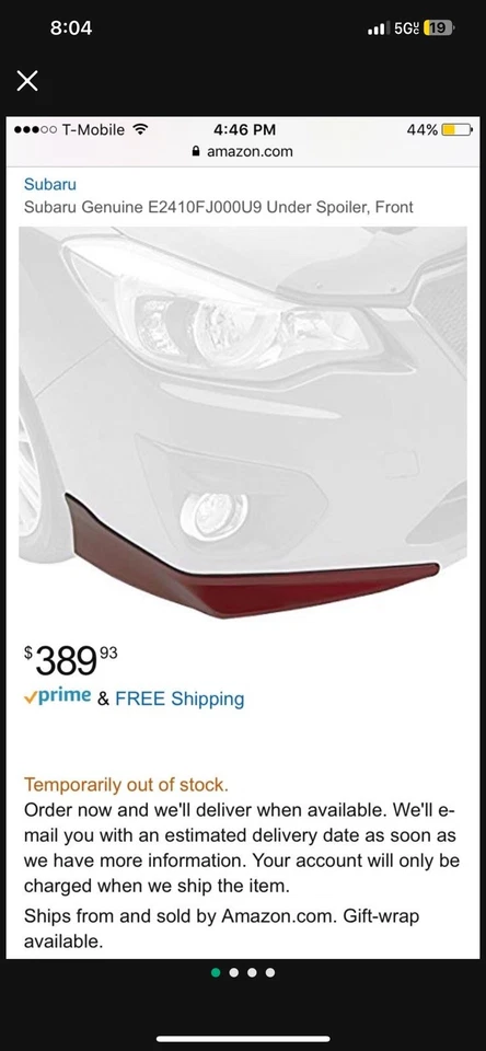 Subaru Impreza Wrx 2013-2014 bajo alerón delantero  Foto 3 de 3