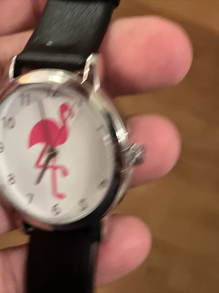 Crown and Ivy Pink Flamingo unisex ladies watch white dial watch