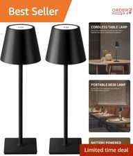 2 Pack Metal LED Table Lamp, 5000mAh, Touch Dimmer, Portable for Home/Outdoor