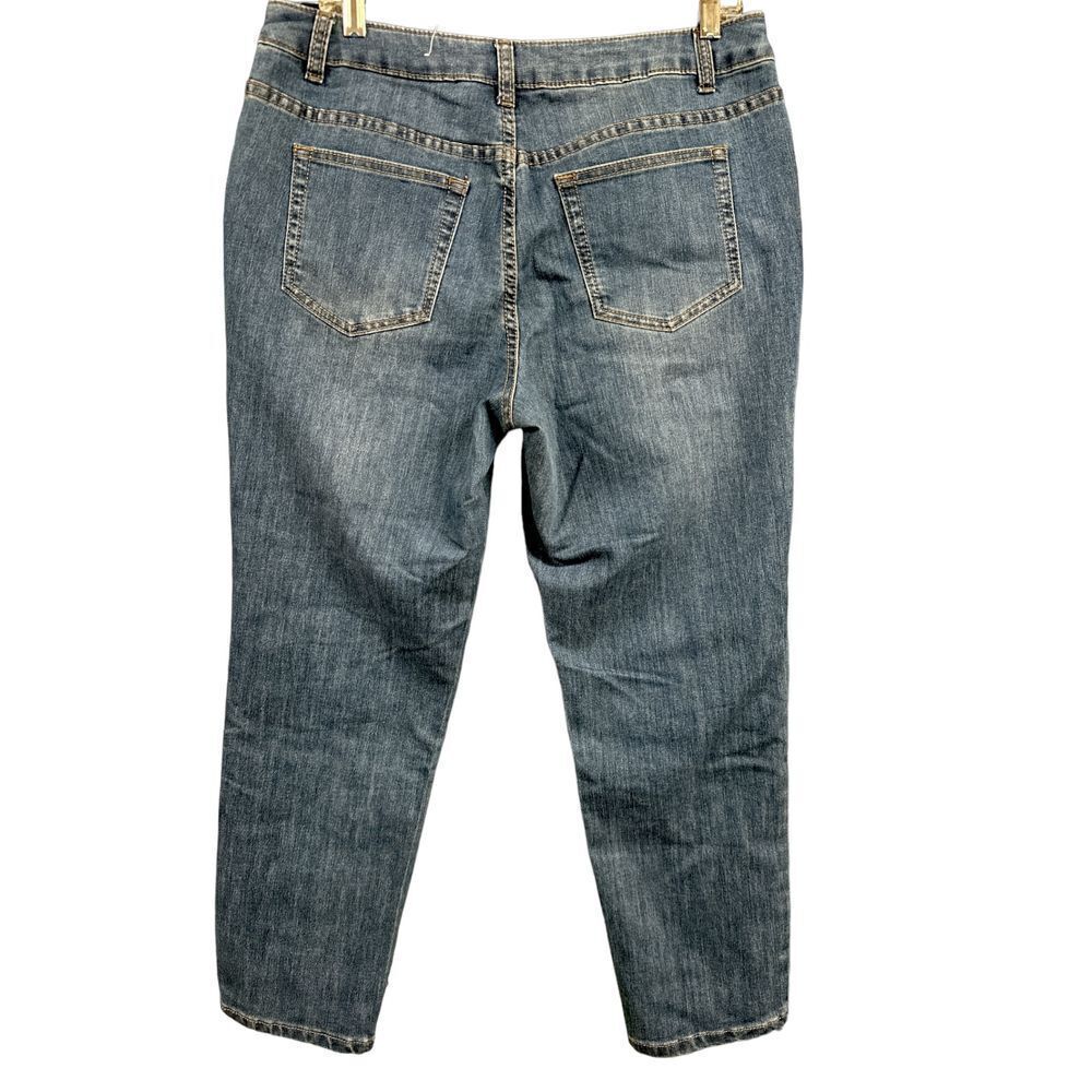 Boho Distressed Denim Patchwork Pull-On Adjustabl… - image 3