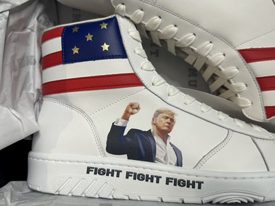NEW!Donald Trump FIGHT FIGHT FIGHT High-Tops Sneakers - in White Black 10M/11.5W Donald Trump FIGHT FIGHT FIGHT High-Top Sneaker Shoes Size  main image 3