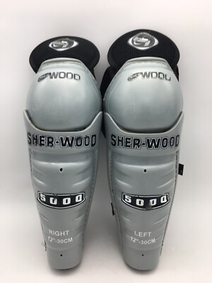 Sher-Wood 5000 (12  30 cm) Grey Ice Hockey Leg Knee Shin Guards 