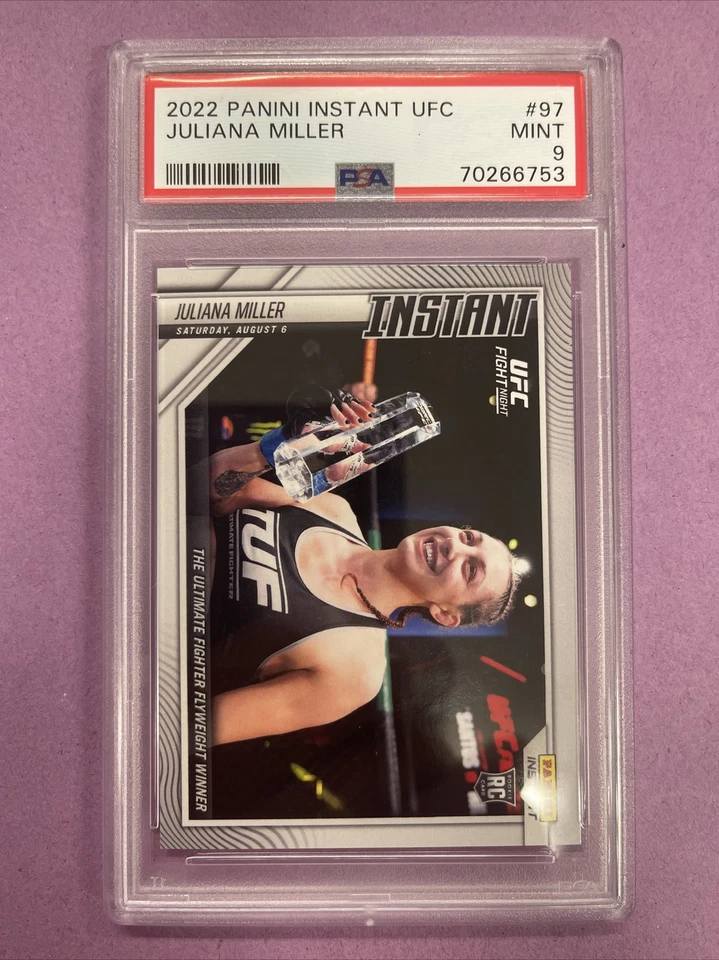 2022 Panini Instant UFC Juliana Miller #97 RC Rookie PR /225 PSA 9 MINT - Image 2 of 3