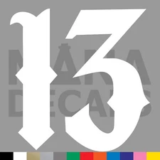 Number 13 Vinyl Die Cut Decal Sticker - Lucky Thirteen Biker Chopper Motorcycle