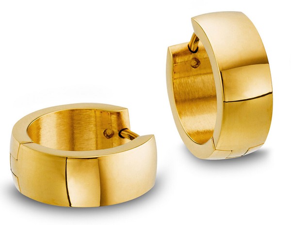 Minott Edelstahl Damen Ohrschmuck Ohrringe Creolen | Gelbgoldfarben, GläNzend 6M-image
