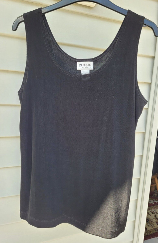 CHICO'S Travelers Tank Top Shirt Shell Size 2 Medium M Black