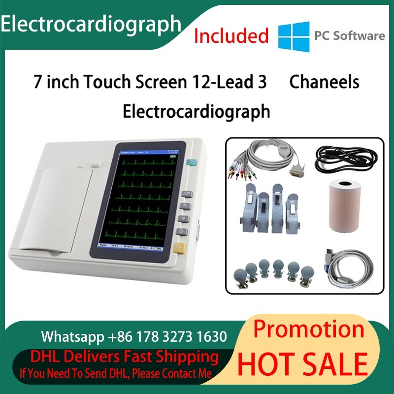 Elettrocardiografo 7 pollici touch screen digitale 3 canali 12 cavi macchina ECG