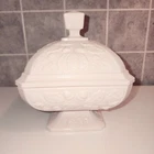 Jeanette Pink Milk Glass Candy Dish