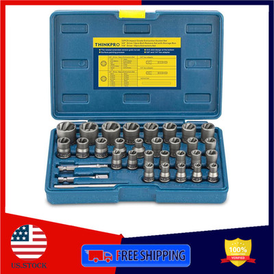 32PCS Bolt Extractor Socket Set for Damaged Rusted Bolts Nuts