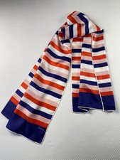 Vintage ECHO 100 Silk Scarf Striped Red White Navy Blue Rectangular Classic
