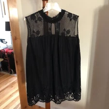 WORTHINGTON Lace Lined Black Top for the Holidays Sleeveless Wmns 1X NWT