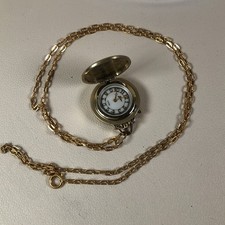 Vintage Blair Flip Cover Arabic Numerals Gold Chain Quartz 26mm Pocket Watch