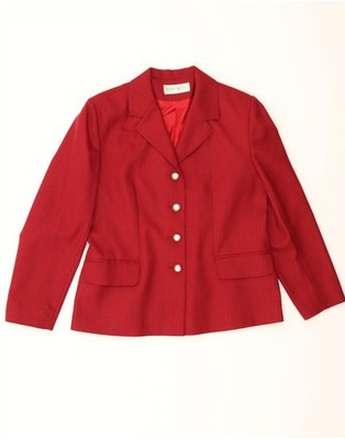 Henry White Damen 4 Knöpfe Blazer Jacke UK 12 Medium rot gestreift Wolle TP10