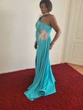 One Shoulder Gown with Sheer Embellished Cut Out