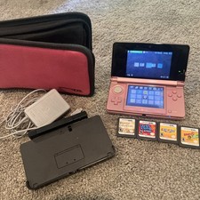 Nintendo 3DS Princess Pink Console+ Protective Case + Charger Base + 4 Games