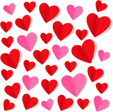 Valentine's Day 3D Heart Wall Stickers - 100 Pcs Waterproof Removable Decor