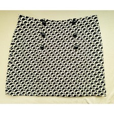 Vineyard Vines Mini Skirt Sz 2 Black White Geometric Fish Button Nautical Preppy