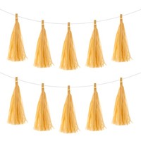 30Stk Dunkelgelbe Quastengirlande Banner Mit Seidenpapierquasten Party Diy Kits