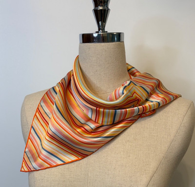 Multi Color Stripe Geometric Diagonal Square Pattern Neckerchief Scarf