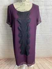 Women’s Purple Chiffon Dress Size 18 Soon Matalan Lined Short Sleeves