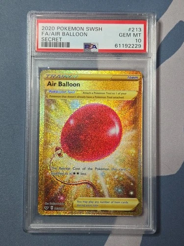 Pokémon TCG Sword & Shield Secret Rare Full Art Air Balloon 213/202 PSA 10 Gem