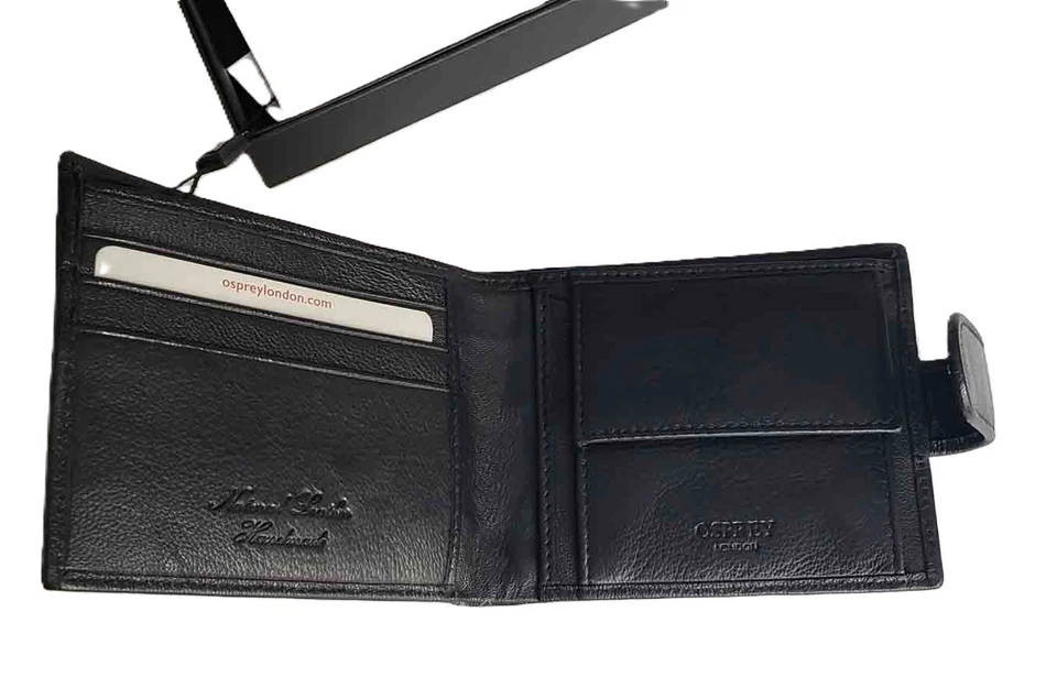 Cartera para hombre Osprey London plegable negra de cuero Cooper Popper Foto 4 de 4