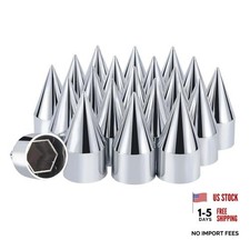 Chromed Spike Lug Nuts Covers Push On 33mm 4 1/4" ABS Chrome 4-1/4" Silver-20