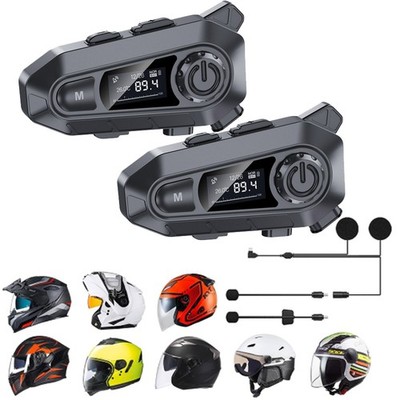 2PK Bluetooth Motorcycle Helmet Intercom Wireless Motorbike Waterproof Headphone