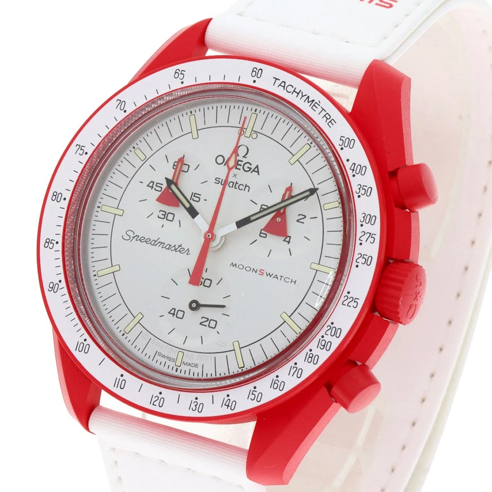 Swatch MISSION TO MARS Speedmaster Omega Collaboration Watches S033R100 Cera... - Image 3 of 4