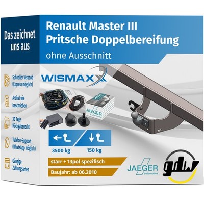ANHÄNGERKUPPLUNG für Renault Master ab 10 starr GDW +13pol E-Satz JAEGER