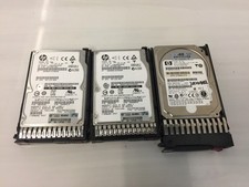 Lot of 3 HP 300GB 10K RPM SAS 2.5" SFF Hard Drives with Trays Caddies