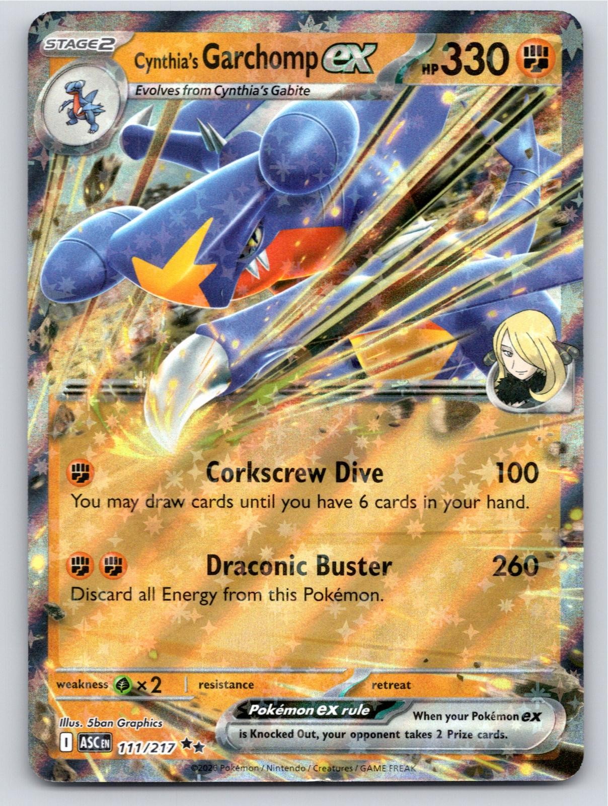 POKEMON CYNTHIA'S GARCHOMP EX ASCENDED HEROES 111/217 HOLO NM A55357 FREE S&H