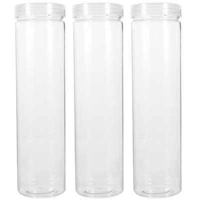 3Pcs Clear Plastic Storage Canisters with Lids 9.65 Inch Round Airtight Food ...