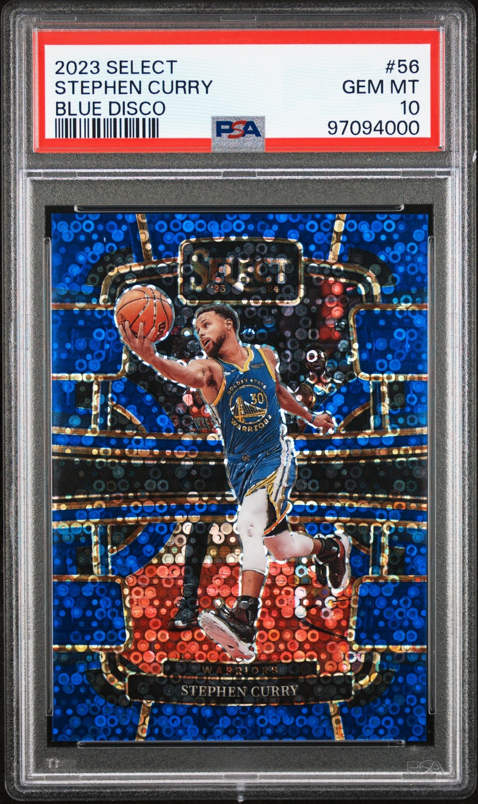 2023 PANINI SELECT BLUE DISCO #56 STEPHEN CURRY 21/25 PSA 10