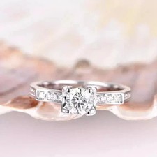 2Ct Round Cut Lab Created Diamond Engagement Ring 14k White Gold Plated