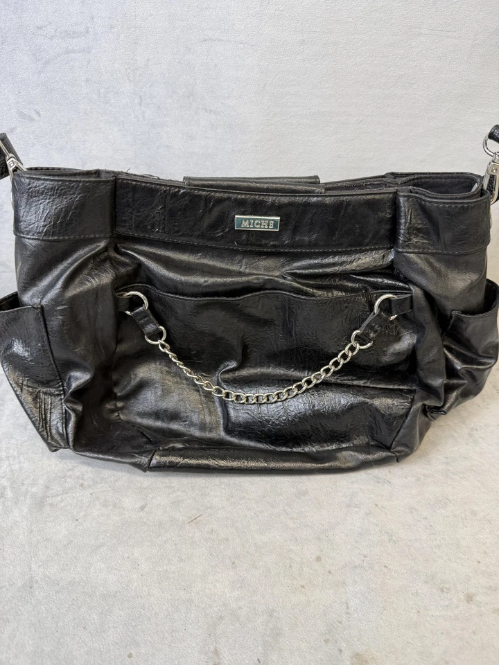 Bolsa de ombro feminina MICHE Demi Base preta com 4 conchas Felicity marrom azul cinza - Imagem 2 de 4