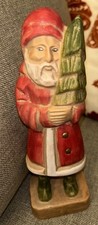 Vintage Ceramic Hand Painted Folk Art Santa With Tree
