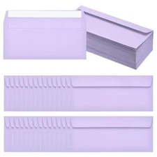 100 Pack Light Purple #10 Business Envelopes, Letter Size Envelopes