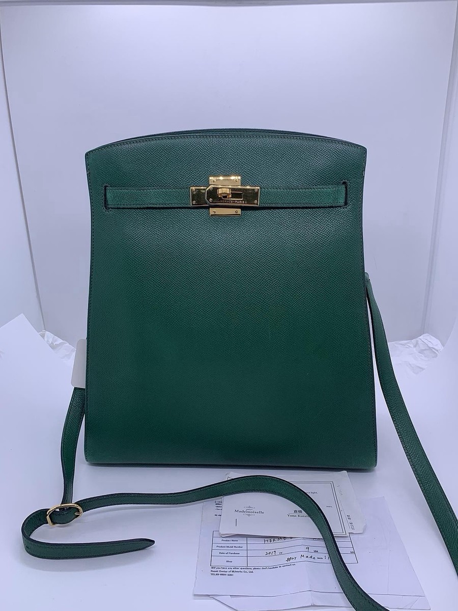Hermes Kelly Sport PM Shoulder Bag Emerald Green Courchevel Gold